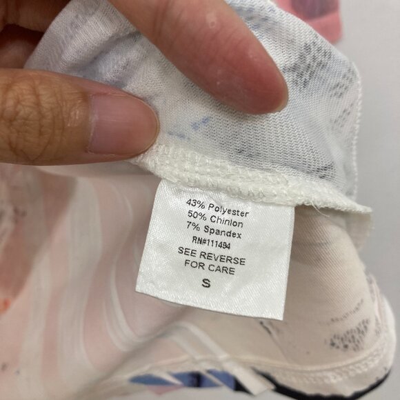 Top Ligne size Small Colorful Abstract Stretch Knit Mesh Accents Artsy Blouse - Picture 9 of 12